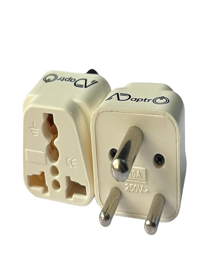 Adaptro USA, UK, Australia to India Plug Converter for Convert World-Wide Plug to Type D Indian Power Sockets (Pack of 1) White - Image 1